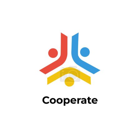 Ilustración de Cooperar - Logotipo de colaboración de equipos para empresas o empresas aisladas - Imagen libre de derechos