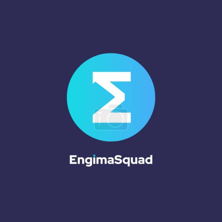 Illustration for EngimaSquad - Sigma symbol and flipped E letter icon or logo design template in round - Royalty Free Image