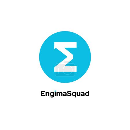 Illustration for EngimaSquad - Showcases a sigma symbol and flipped E letter icon or logo design template in a round format. - Royalty Free Image