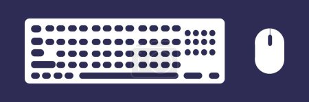Ilustración de Un icono de vector negro que representa un teclado y un ratón de ordenador sobre un fondo oscuro. - Imagen libre de derechos