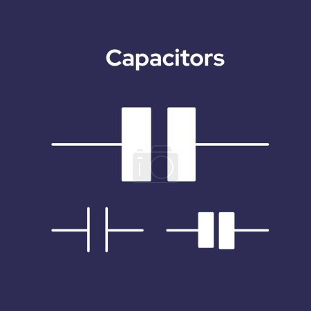 Illustration for Flat vector capacitors icon against a dark backdrop, ensuring clarity and simplicity. - Royalty Free Image