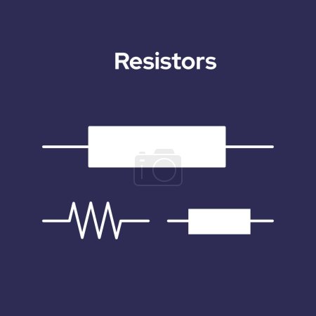 Illustration for Flat vector icons of resistors against a dark background, creating a clean and minimalist appearance. - Royalty Free Image