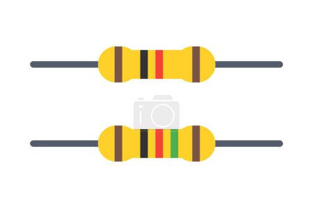 Illustration for Vector illustration of a set of resistors 4 bands and 5 bands color - Royalty Free Image