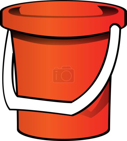 Illustration for Illustration of an red bucket with a white handle. Vector illustration isolated image. - Royalty Free Image