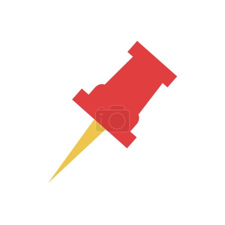 Illustration for Push pin icon. Simple flat design. Single vector illustration. Red color. - Royalty Free Image