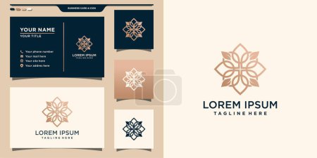 Illustration for Monogram nature logo template with business card design. Premium Vector - Royalty Free Image