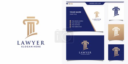 Ilustración de Plantilla de logotipo de ley y diseño de tarjetas de visita. Vector Premium - Imagen libre de derechos
