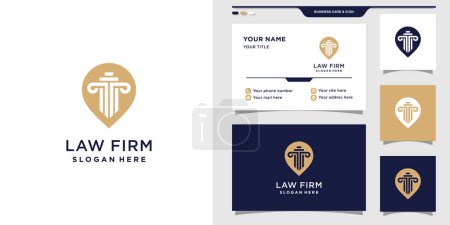 Ilustración de Logotipo del bufete de abogados con estilo bombilla y diseño de tarjetas de visita. Vector Premium - Imagen libre de derechos