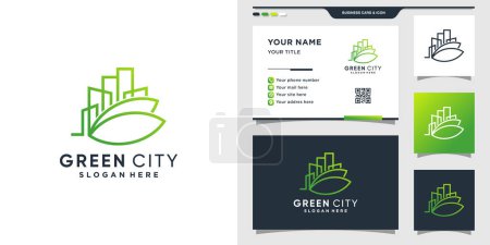 Téléchargez les illustrations : Modèle de conception de logo de ville verte et conception de carte de visite. Vecteur Premium - en licence libre de droit