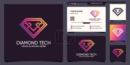 Ilustración de Plantilla de logotipo de tecnología Diamond con concepto creativo moderno y diseño de tarjetas de visita Vector Premium - Imagen libre de derechos