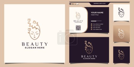 Illustration for Beauty logo and rose flower with unique modern concept and business card design Premium Vector - Royalty Free Image