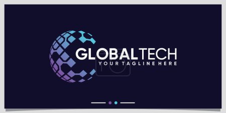Illustration for Global planet logo design technology with creative concept Premium Vector - Royalty Free Image