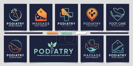 Ilustración de Conjunto de paquete de podiatría logotipo de terapia de pies con elemento creativo Premium Vector - Imagen libre de derechos