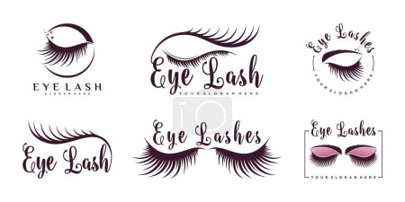 Illustration for Set of collection beauty eyelash logo design for inspiration with line art style Premium Vector - Royalty Free Image