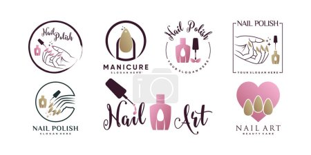 Illustration for Set of collection nail polish logo design template with creative concept Premium Vector - Royalty Free Image