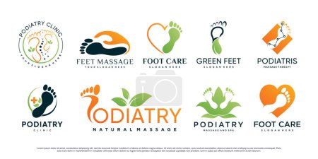 Set of podiatry logo design with creative element and unique concept Premium Vector