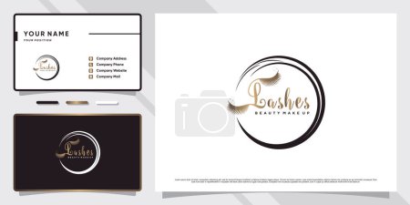 Illustration for Beauty eyelashes logo with initial letter l and business card design Premium Vector - Royalty Free Image