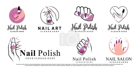 Set of nail logo template with unique concept Premium Vector