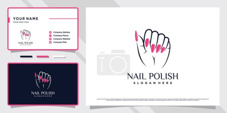 Ilustración de Logotipo de esmalte de uñas o salón de uñas con elemento creativo y diseño de tarjetas de visita Vector Premium - Imagen libre de derechos