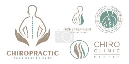 Chiropractic icon set logo design collection for massage teraphy with unique concept Premium Vector
