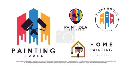 Ilustración de Set de colección pintura casa icono logo diseño para el negocio con elemento creativo Premium Vector - Imagen libre de derechos