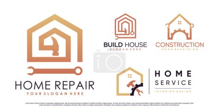 Conjunto de colección icono de reparación del hogar logotipo diseño ilustración con elemento creativo Premium Vector