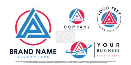 Téléchargez les illustrations : Ensemble de lettre triangle une inspiration de conception de logo pour les entreprises avec élément créatif Premium Vector - en licence libre de droit