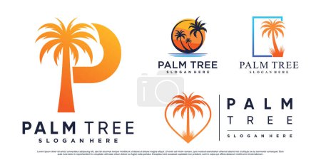 Illustration for Set collection of palm logo design illustration with creative element Premium Vector - Royalty Free Image