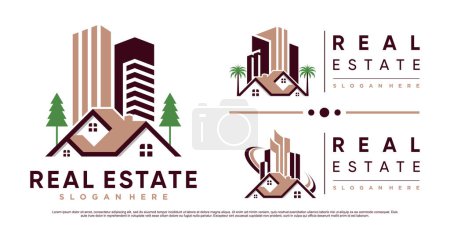 Ilustración de Conjunto de colección de inmuebles edificio logo diseño inspiración con concepto moderno Premium Vector - Imagen libre de derechos