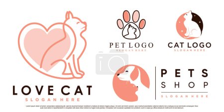 Set collection de logo pour animaux de compagnie design pour animalerie ou clinique avec élément créatif Premium Vector