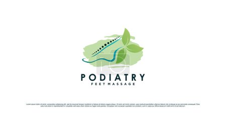 Ilustración de Diseño logo podología para masaje natural de pies con concepto de tobillo y elemento foliar Premium Vector - Imagen libre de derechos