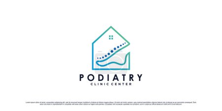 Ilustración de Diseño del logo de la clínica de podología para terapia de masaje con tobillo y concepto de hogar Premium Vector - Imagen libre de derechos