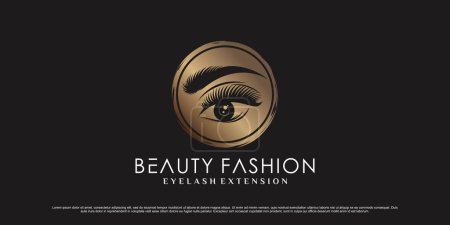 Illustration for Eyelash extension logo design for beauty icon with negative space circle concept Premium Vector - Royalty Free Image