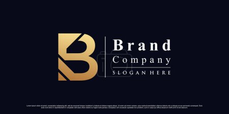 Letter b icon logo design with golden gradient color and creative concept Premium Vector