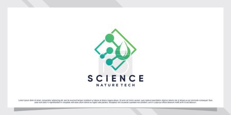 Science molecule logo design for bio technology with leaf and shape concept Premium Vector