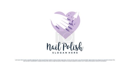 Ilustración de Diseño del logo del estudio de esmalte de uñas para salón de manicura con icono de amor y elemento creativo Premium Vector - Imagen libre de derechos
