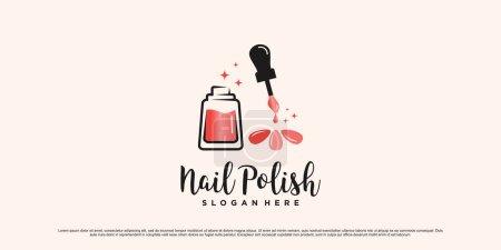 Nagellack Logo Design für Nail Art Studio mit Flaschensymbol und einzigartigem Konzept Premium Vector