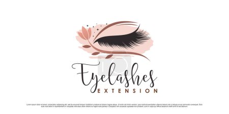 Beauty eyelashes logo design template with leaf element and creative modern concept