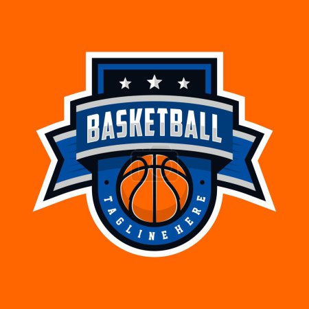 Illustration for Basketball club logo, emblem, designs with ball. Sport badge vector illustration - Royalty Free Image