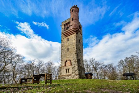 Photo for A view of the Moltkewarte im Harz, a lookout tower near Lengefeld in the Mansfeld-Suedharz district in Saxony-Anhalt - Royalty Free Image