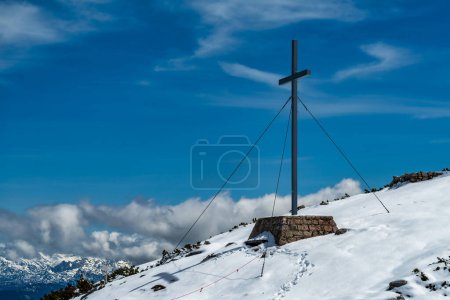 Photo for A view of a cross on the Dachstein Mountains - Royalty Free Image