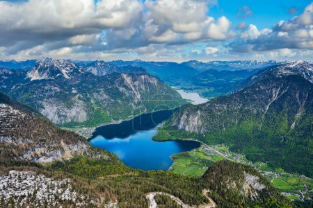 Photo for A view of the lake of Hallstatt from the Dachstein Mountains in Austria - Royalty Free Image