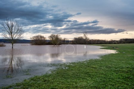Photo for Flooding at the campsite in Kelbra on the Helme reservoir - Royalty Free Image