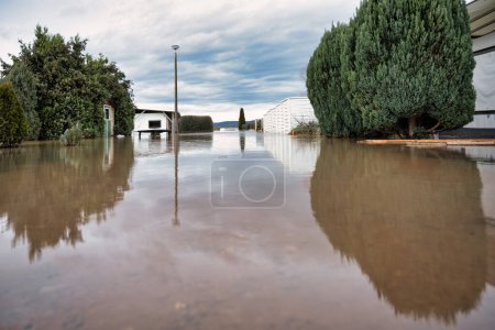 Photo for Flooding at the campsite in Kelbra on the Helme reservoir - Royalty Free Image