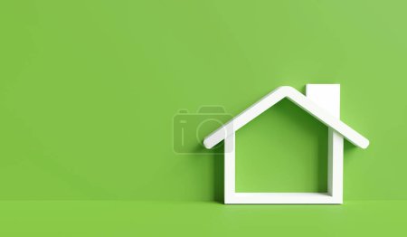 Téléchargez les photos : Forme de maison verte avec fond blanc - en image libre de droit