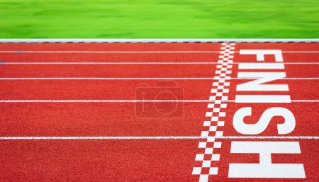 Forward to finish line on Running track. Concept of Business Competition Game, Strategy and Challenges