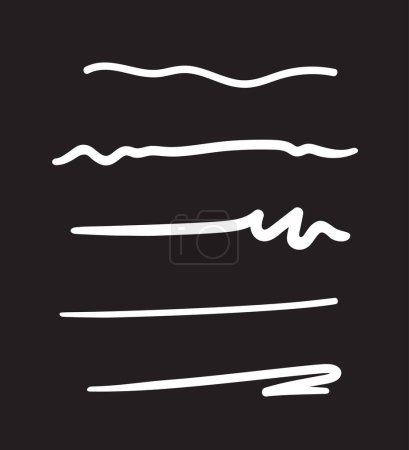 Illustration for Hand drawn simple lines. Abstract underlines. Black and white illustration - Royalty Free Image