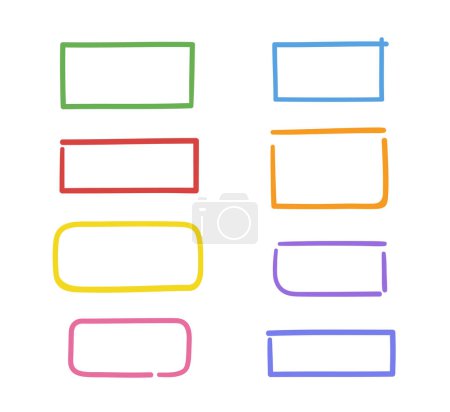 Illustration for Simple rectangle. Hand drawn line drawing. Sketchy geometric frames. Freehand colored rectangles. Colorful illustration - Royalty Free Image