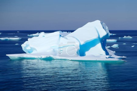 Foto de El hielo en el continente de la Antártida, donde las montañas de hielo se derriten en el mar, es ampliamente reconocido por sus impresionantes y hermosos fenómenos naturales.. - Imagen libre de derechos