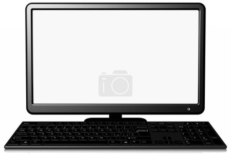 Photo for Pc. Computer. Desktop isolated on white background suitable for inserting text and images into the screen. - Royalty Free Image